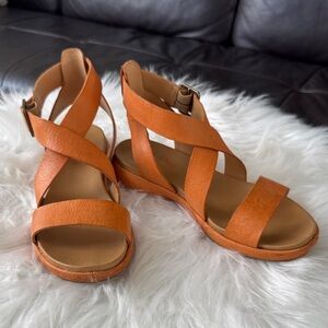 Kork-Ease Orange Leather Sandals size 8